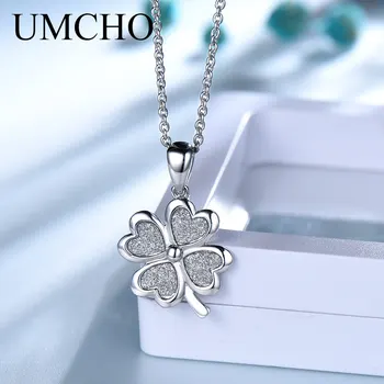 Glitter Four-leaf Clover 925 Sterling Silver Necklace