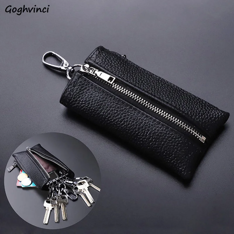 8 Colors Multi-function Key Wallets Unisex Coin Bag Zipper Protection Keys  Holder Storage Leather Texture Pouch Practical Solid - AliExpress