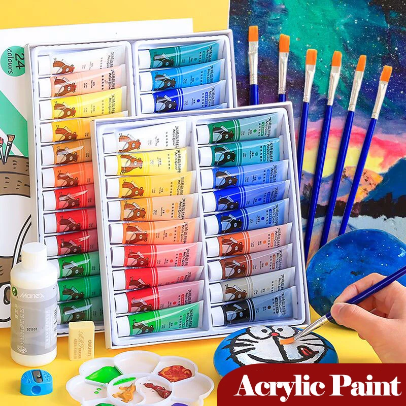 24 Colors Acrylic Paints Set 12ml Tubes Drawing Painting Pigment  Hand-painted Wall Paint For Artist DIY pigment powder - AliExpress