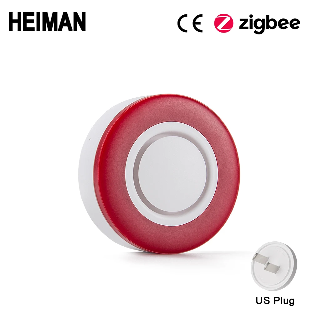 HEIMAN Zigbee HA1.2 умная стробоскопическая вспышка Сирена звуковой сигнал тревоги с 95 дБ большие звуки, чтобы грозим вора - Цвет: US PLUG
