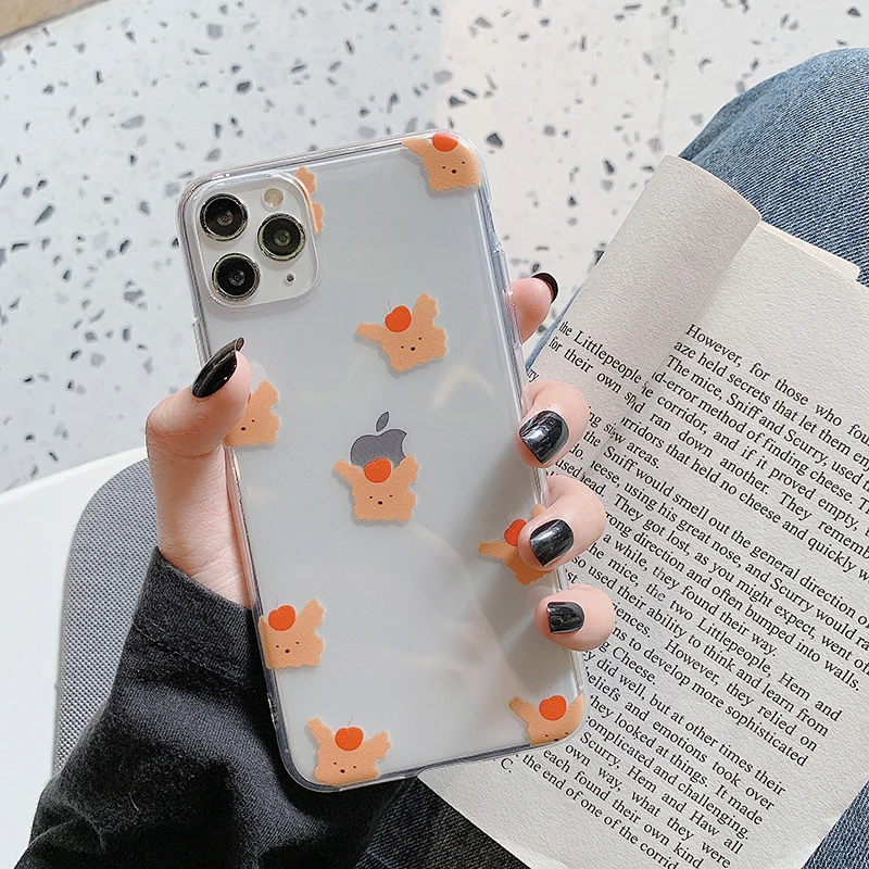 INS корейский стиль медведь мультфильм прозрачные чехлы для iPhone 11Pro Max 6 6s 7 8 Plus X Xs Max Xr 11 Pro мягкий чехол Fundas Capa