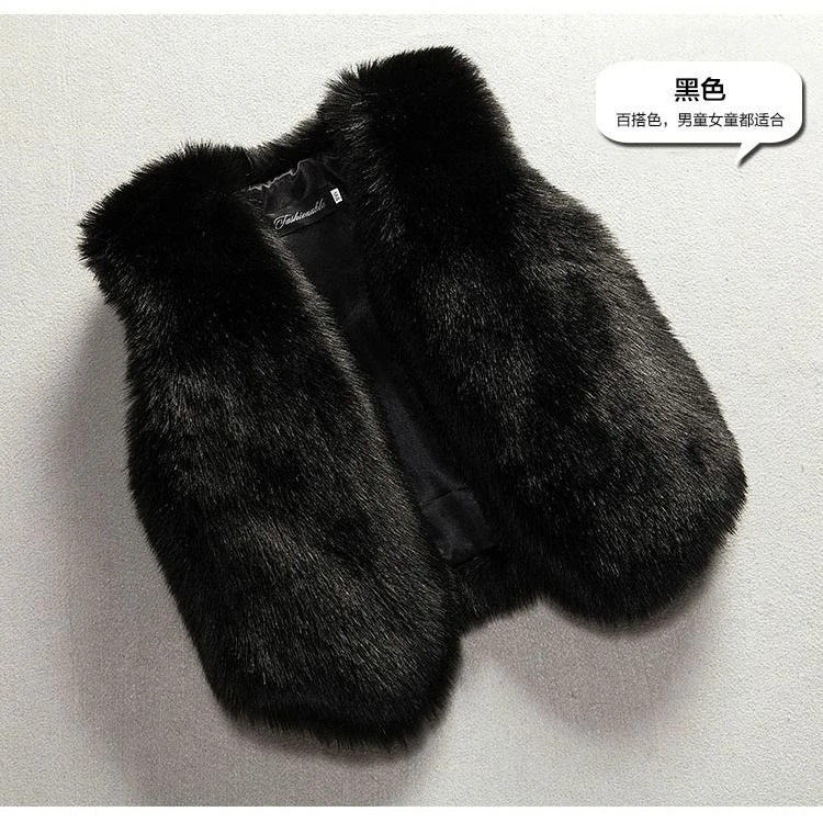 long fur black Г. Детский меховой жилет для девочек осенне-зимний модный толстый теплый разноцветный жилет Детская верхняя одежда с имитацией лисы для маленьких девочек - Цвет: long fur black