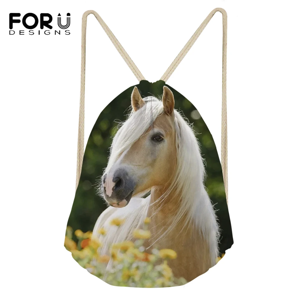 FORUDESIGNS/модные мини-сумки с рисунками маленьких цветов, лошади, с карманами, с рисунками животных, для девочек, дорожные рюкзаки