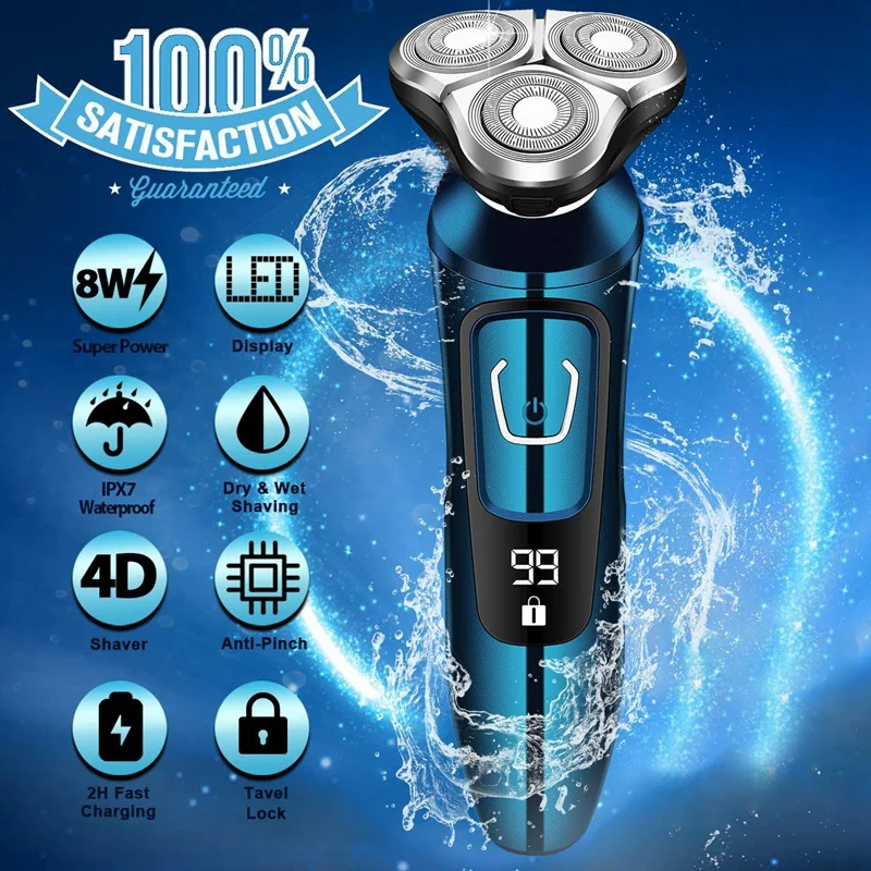 

Electric Shaver, Multi-Function Male Electric Shaver, Wet and Dry Men's Razor Cordless Travel USB Charging and Beard Replacement