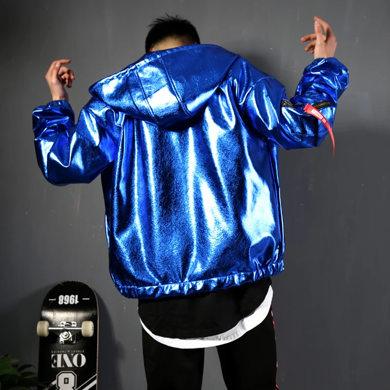 S-6XL! мужская бейсбольная куртка из искусственной кожи с капюшоном и широким плечом