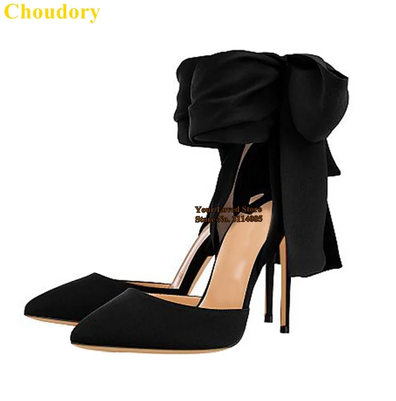 玫红丝带系带大蝴蝶结尖头单鞋 (7)-