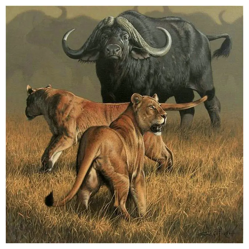 Алмазная картина корова Лев полностью квадратная мозаика bison животное холст
