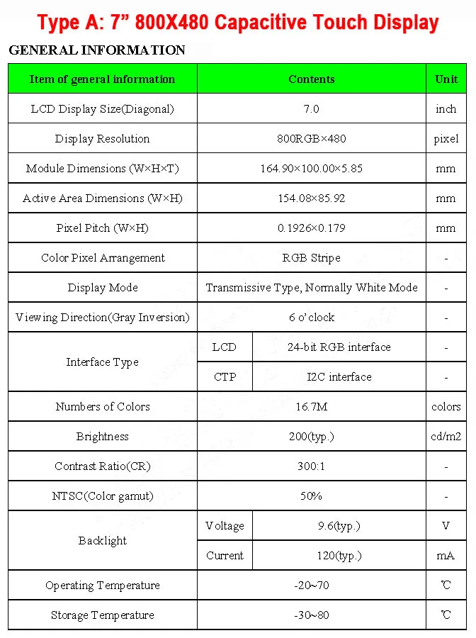 " /7,0" дюймов 800*480 50P_RGB TFT ЖК-модуль дисплей экран монитор и резистивный или FT5426 igc емкостный сенсорный экран