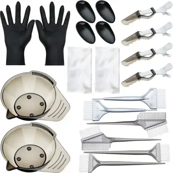 

16pcs Hair Dye Kit Hair Coloring Set Hair Coloring Tint Brush Comb Mixing Bowl Hair Clips Ear Covers Hair Salon Tools