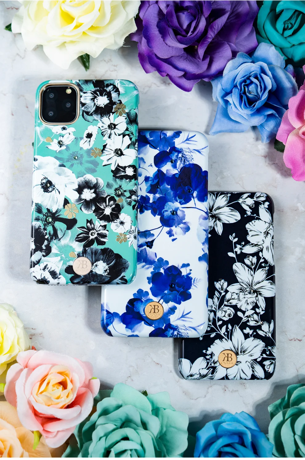 Чехол Kingxbar с кристаллами Swarovski Flower для iPhone 11/Pro/Max противоударный жесткий чехол на заднюю панель