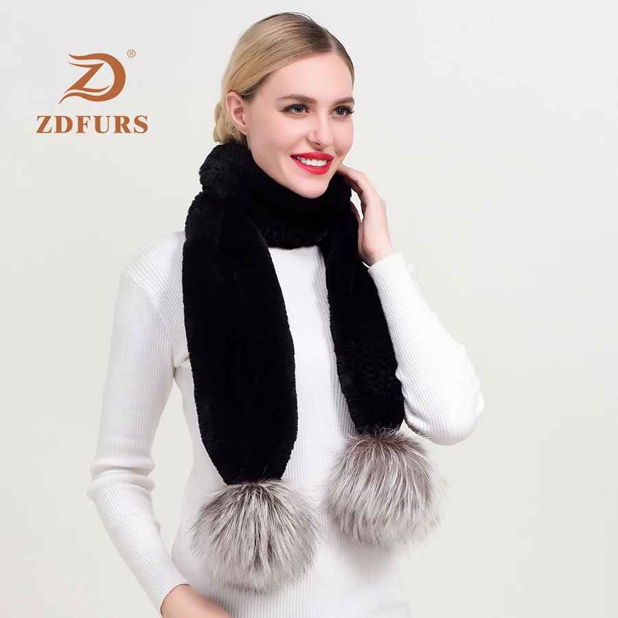 ZDFURS * 2018 новый популярный женский шарф из натурального меха шарфы кролика Рекс