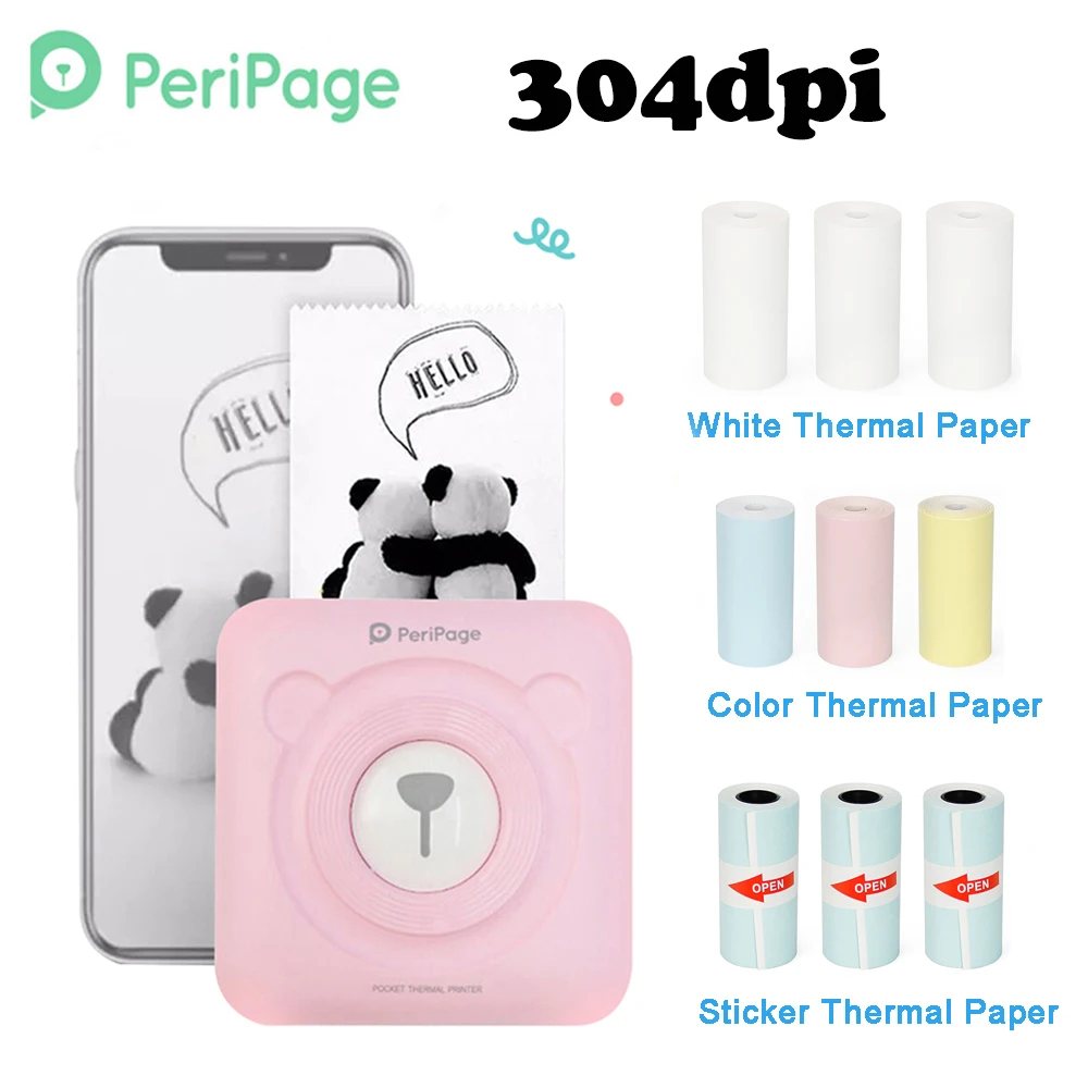 

PeriPage 304DPI Mini Bluetooth Printer Photo Portable Photo Picture Printer for Mobile Phone iOS Android.