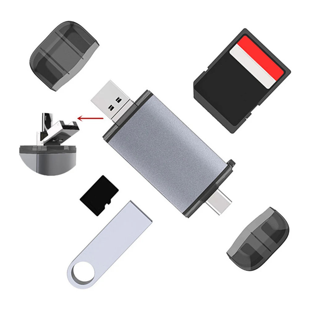 6 в 1 Тип C OTG кард-ридер с USB интерфейсом для ПК USB 3,0 чтение TF карта памяти адаптер Компьютерные принадлежности