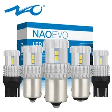 NAO P21W светодиодный PY21W указатель поворота W21 5 Вт ba15s P21/5 W 12V T20 7443 W21W 1156 DRL 1157 Bay15d тормозной светильник белый 7440 BAU15S 6000K