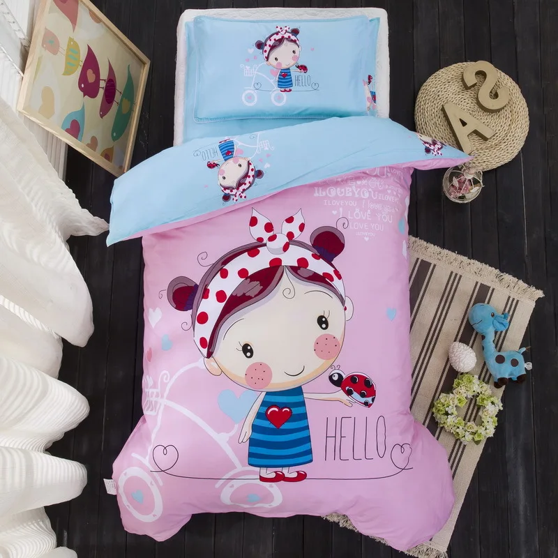 Детский комплект постельного белья juego de cama, детская кровать, хлопковые комплекты для кроваток, милый мультяшный комплект для детской кроватки, в том числе пододеяльник, наволочка и простыня - Цвет: girl