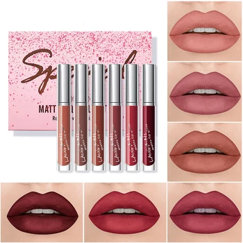 

6Colors/Set Women Makeup Lip Gloss Set Matte Liquid Lipstick Cosmetics Nude Lip Sexy Lipgloss Waterproof Lipstick Makeup Set