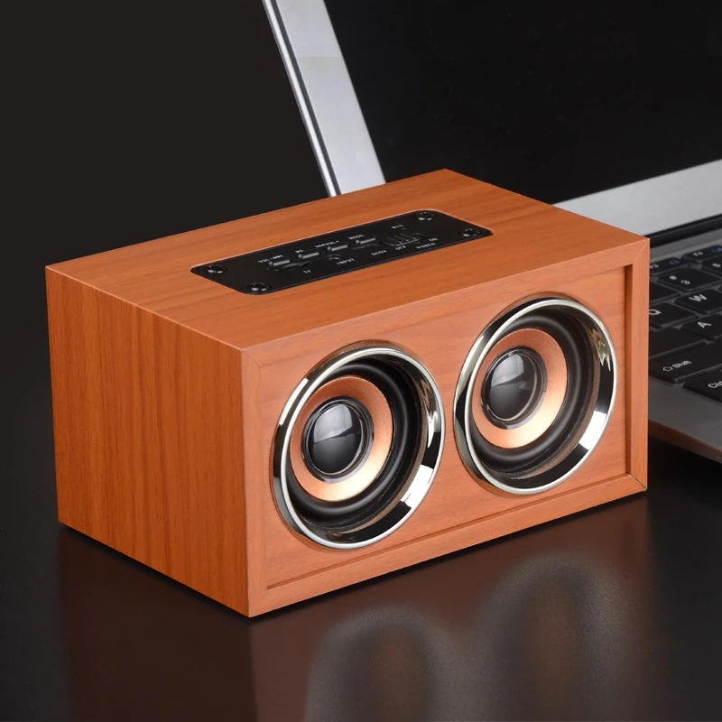 Беспроводной Bluetooth динамик супер бас 3D объемный стерео Деревянный двойной громкий динамик