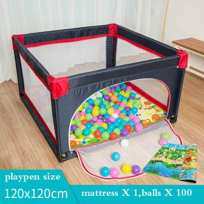 Baby Playpen Fence Foldable Alloy Steel Pipe Toddler Indoor Safety Play Pool Child Protection Play Yard 0~5 Years Old