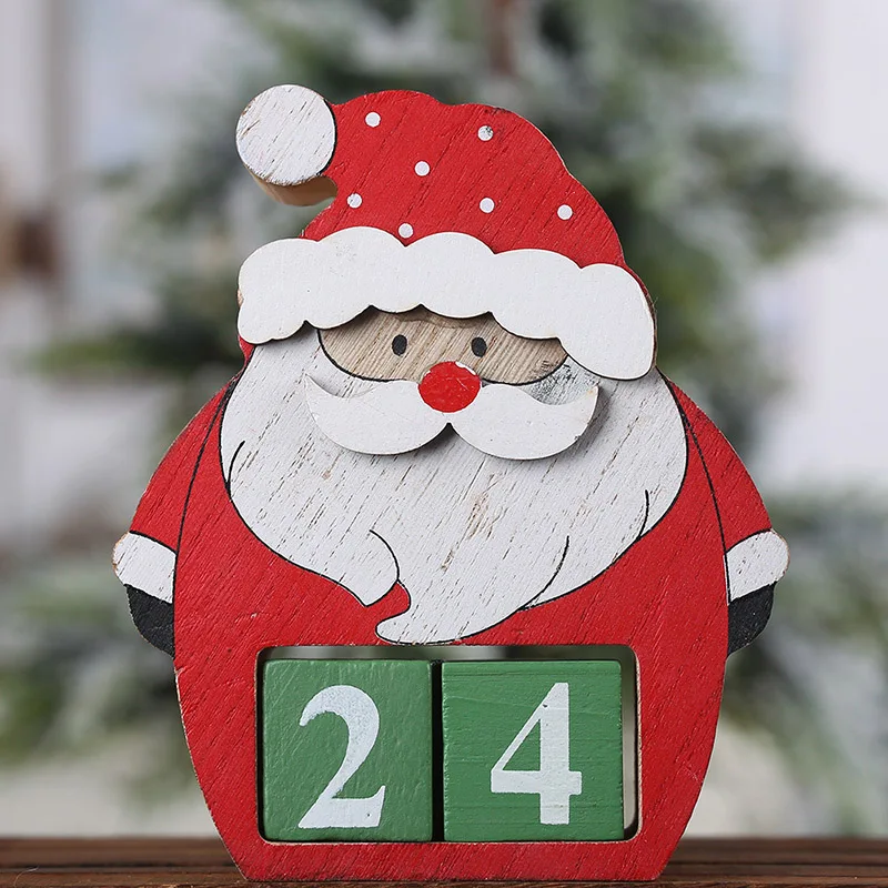 Деревянные рождественские календари рождественские украшения для дома Рождество счастливый год сувениры с декоративными украшениями календари advisento - Color: 2