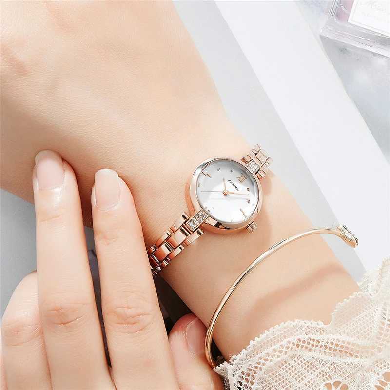 Sinobi Новые женские часы модный дизайн золотой маленький циферблат водонепроницаемые кварцевые наручные часы женские часы дропшиппинг