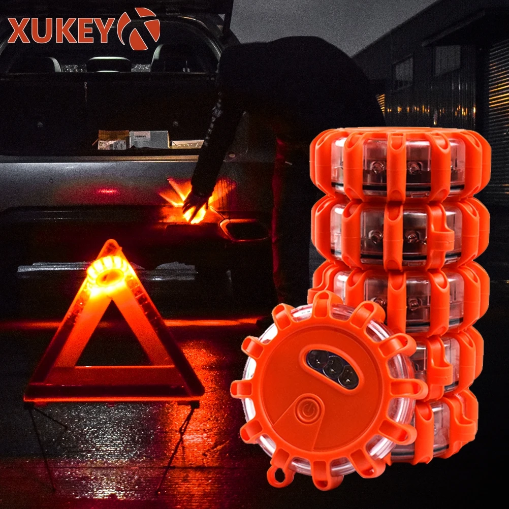 2x Flares Road Warning Beacon Emergency LED Light Roadside Flashing Safe Strobe