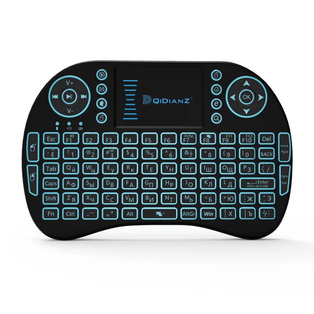 i8 Mini Keyboard 7 Color Backlit Air Mouse 2.4Ghz Wireless English Russian Spanish Multi Language Mini Keyboard Remote Control