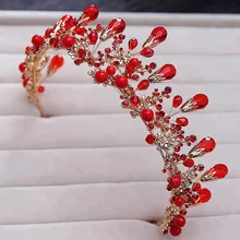 Стиль Свадебная Корона невесты корона барокко аксессуары для волос красные хрустальные аксессуары