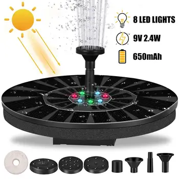 

2.4W 9V Solar Fountain Solar Power Water Pump Pool Garden Fountain With LED Night Lights For Birdbath Garden Backyard Pond Pool