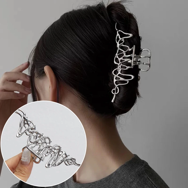 Hair Accessory Hair Clip Hair Headdress Jewelry Accessories Metal Geometric Hair Claw Barrettes Crab Hollow Out for Women