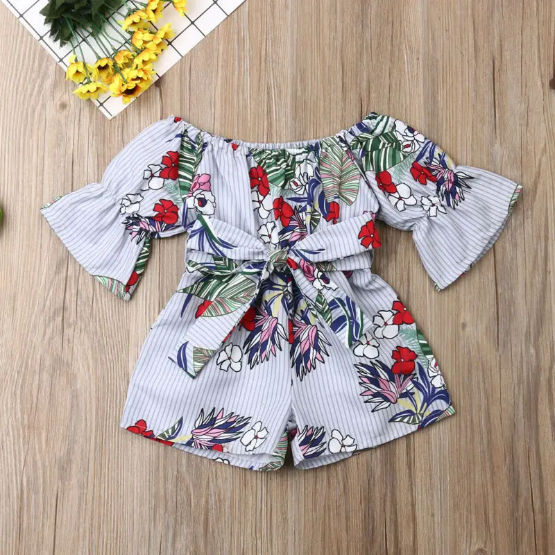 Одежда для маленьких девочек от 1 до 4 лет Комбинезон Комбинезоны с короткими рукавами, комплект одежды