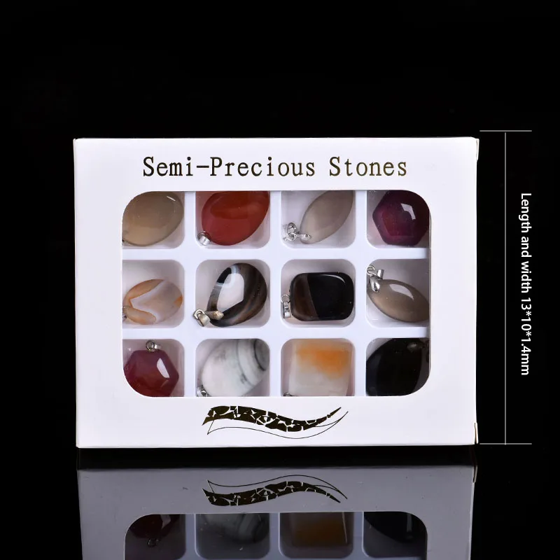 

12-in-1 set natural agate crystal mineral jewelry fashion distinguished couple decoration collection DIY gift free shipping