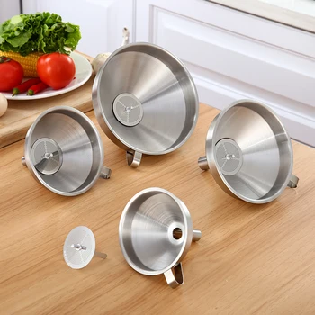 

Stainless steel funnel wine honey leakage kitchen household mini oil filter screen liquid food tool strainer canning hopper