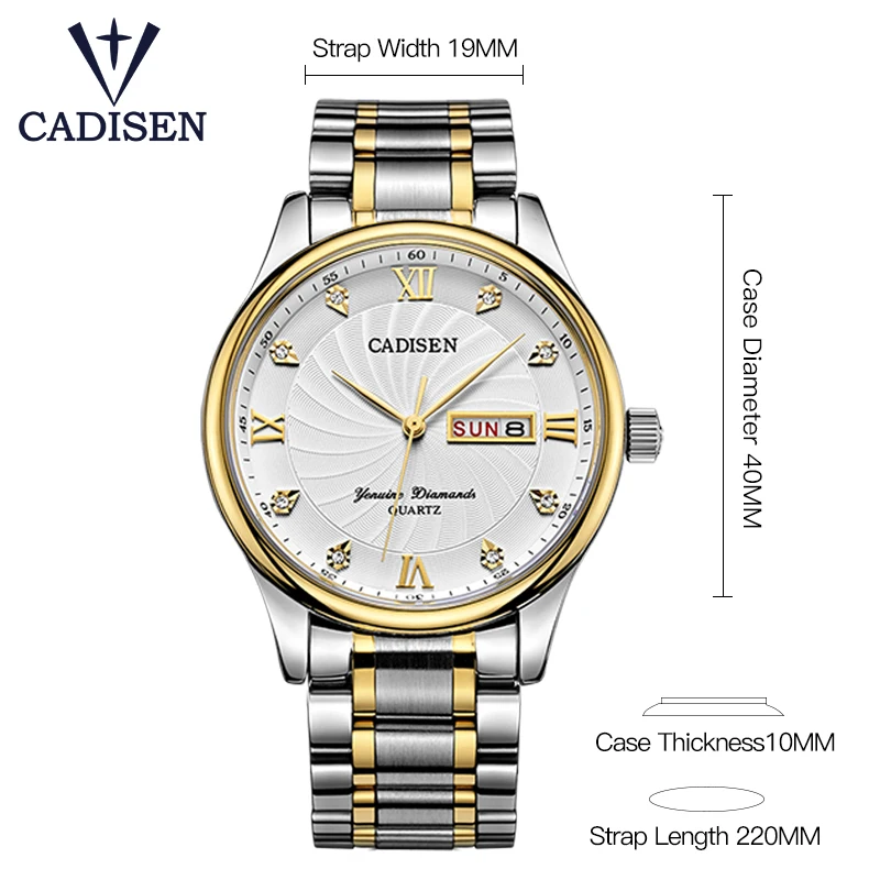 

Cadisen 2012 Luxury Brand Stainless Steel Display Date Waterproof Mens Quartz Watch Business Watch Men Watches Relogio masculino