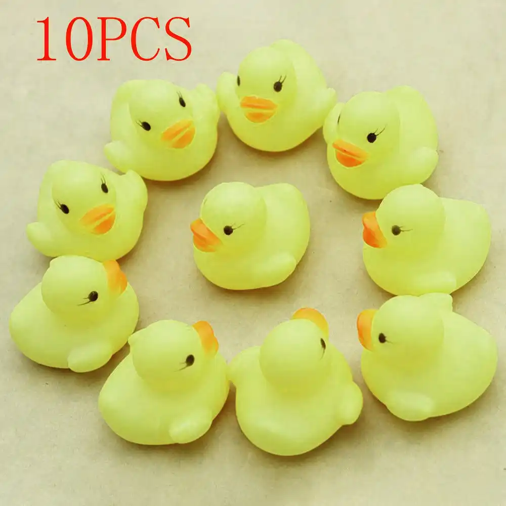 Jouet De Bain En Caoutchouc Pour Bebe Canard Jaune Flottant Mignon Kawaii Pour La Plage 10 Pieces Aliexpress