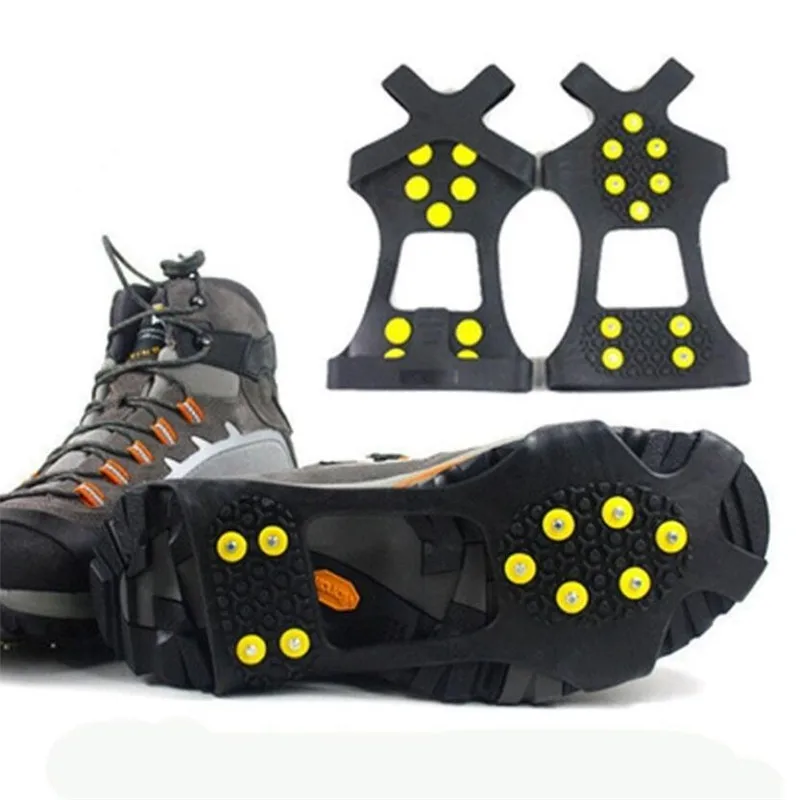 10 Studs Anti-Skid Snow Shoes Cover Durable Spikes Grips Crampon Cleats UN 