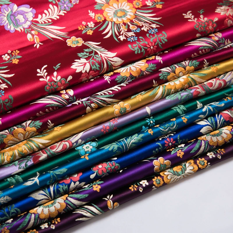 

HLQON brocade yacquard multi-color Begonia flower fabric for patchwork felt tissue telas dress bed sheet children cloth 50x75cm