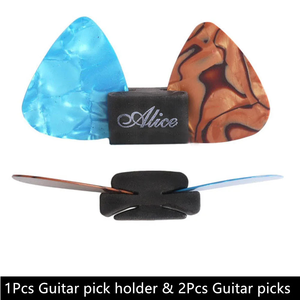 1Pc Black Rubber Headstock Plectrums Guitar Pick Holder with 2 Picks