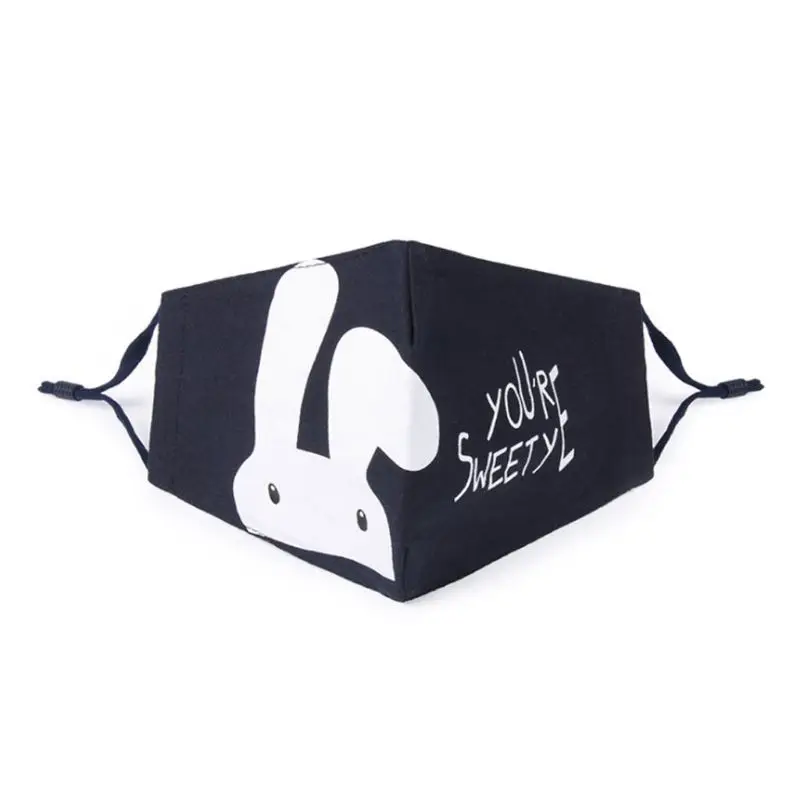 Korean Women Girls Cotton Earloop PM2.5 Mouth Mask Three Layer Cartoon Long Rabbit Ear Anti Pollution Respirator With Filter