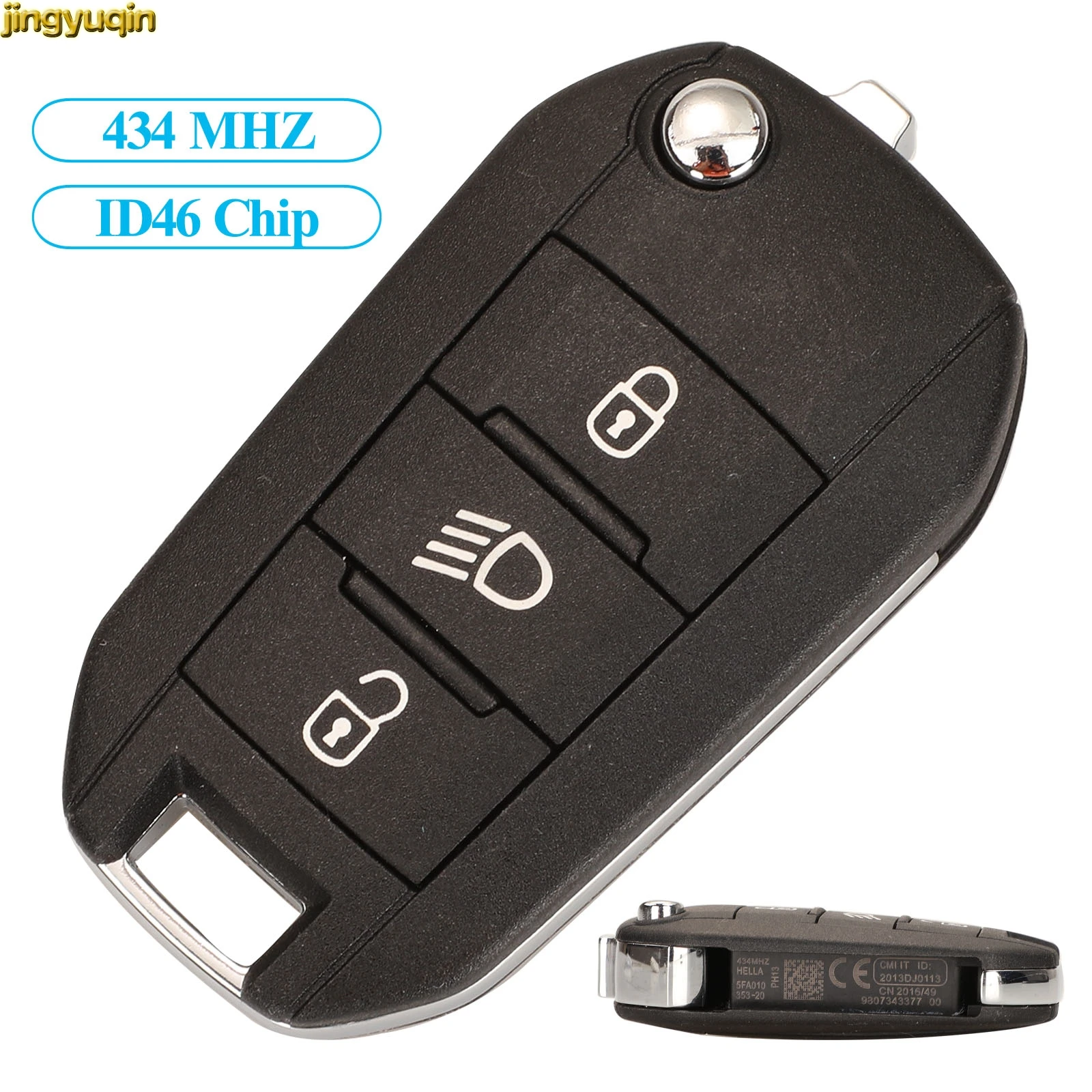 Jingyuqin Remote Car Key Fob FSK 434MHZ ID46 For Peugeot 208 2008 301 308 3008 408 508 Citroen C3 C5 Aircross Original Factory | Автомобили