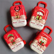 Fashionable Metal Mini Doll Suitcase Miniature Toy Xmas Tree Pendant Candy Box Organizer Portable Christmas Tree Ornament Box