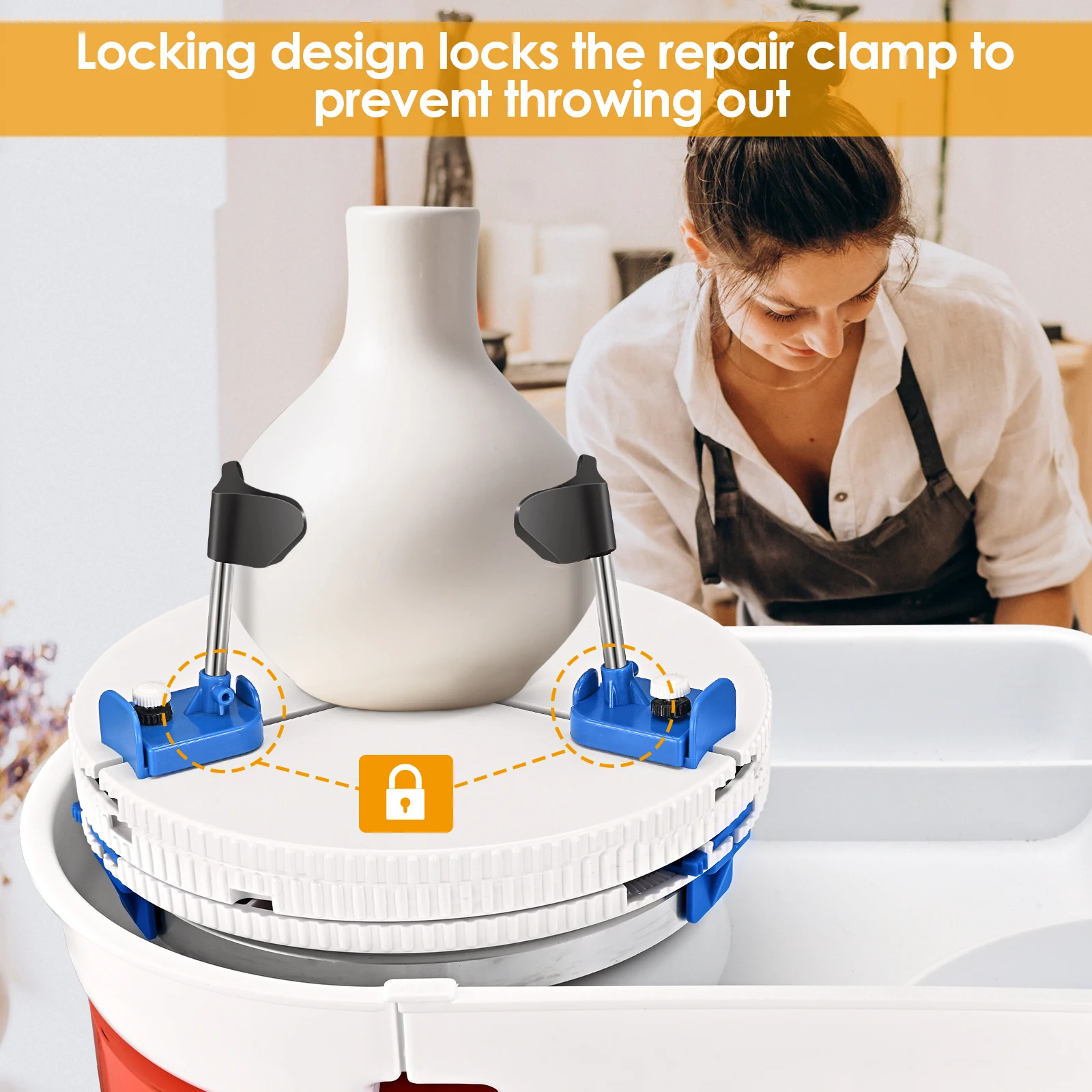 Adjustable Pottery Ceramic Trim Holder Clip Centers Pottery Wheel Plastic Round Plate Polymer Scraping Modelling Repair Tools pottery sculpting tools pottery tools clay craft tool
