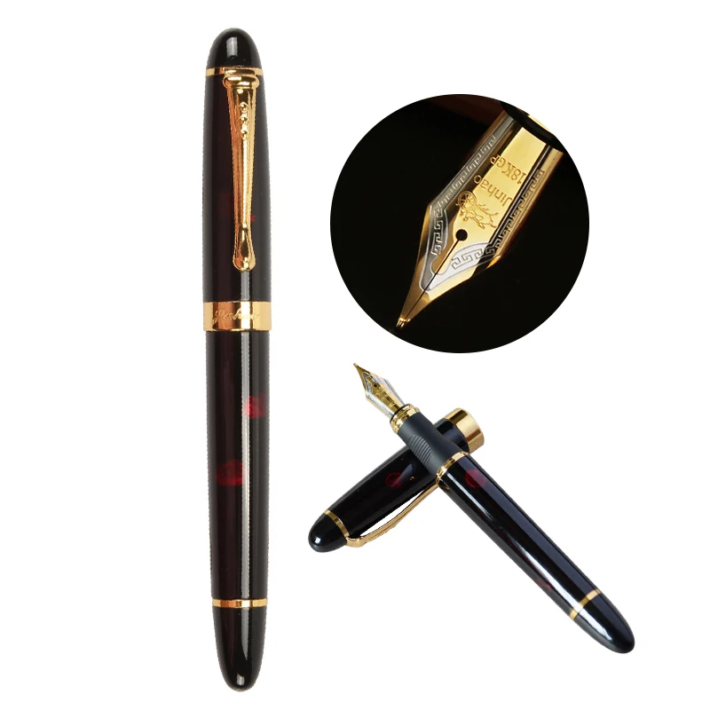 Jinhao X450 Золотая отделка черная с фейерверком авторучка 0,7 мм перо с широким основанием авторучка для школы и офиса канцелярские принадлежности