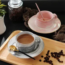 Мраморный набор керамических чашек люксовое золотое покрытие для завтрака молоко чай кофе чашка розовый серый фарфор кружка подарок для пары украшения дома