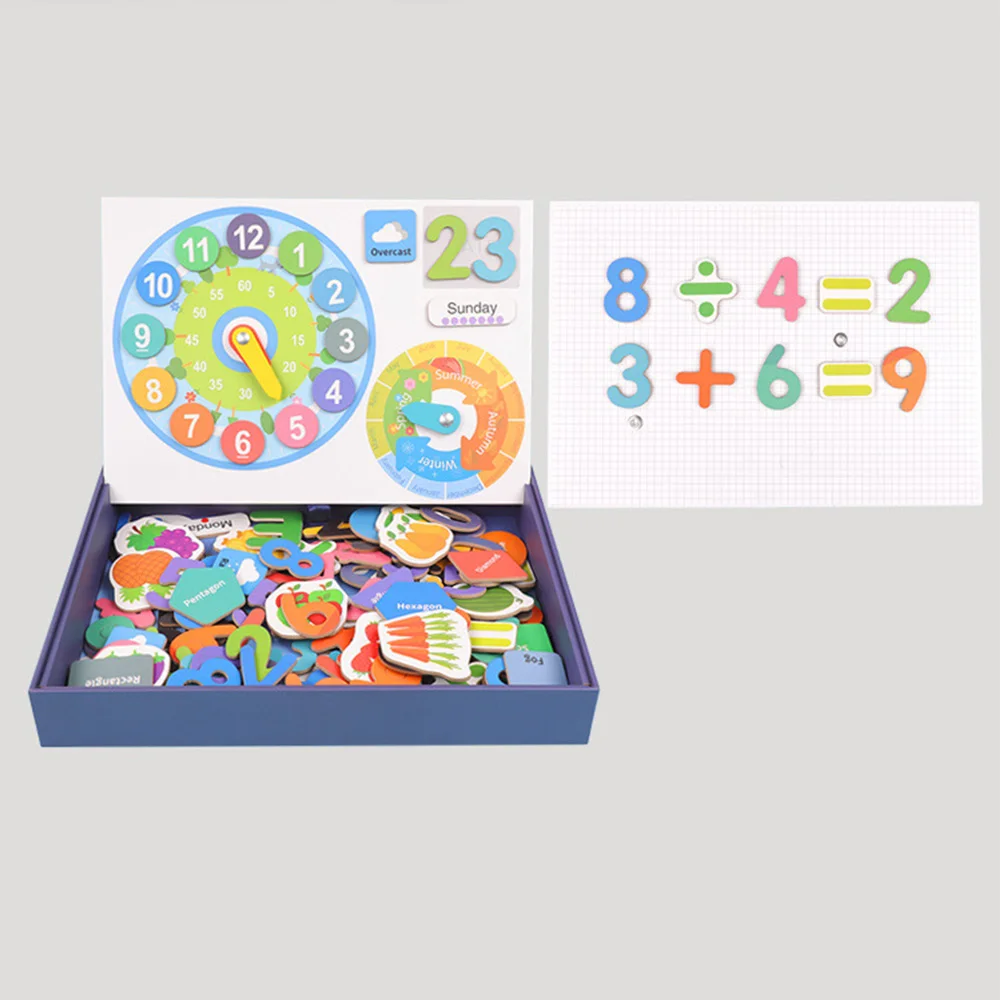 Kid Wooden Magnetic Puzzle Toys Children 3D Puzzle Figure Animals Vehicle Drawing Board Letter Cognitive Early 4