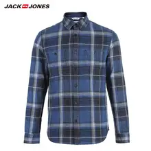 JackJones Мужская хлопковая рубашка в клетку с длинными рукавами 218405511