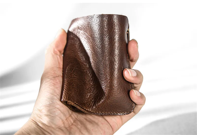 PNDME простой винтажный ручной сшитый полностью из натуральной кожи мужской маленький кошелек высокого качества из мягкой воловьей кожи Короткий держатель карт кошелек