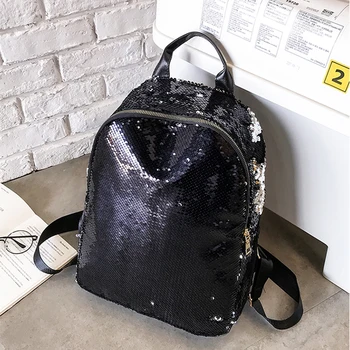 

Glitter Backpack Women Sequins Knapsack Teenage Girls Rucksack Fashion Female Gold Black School Sequin Bag Casual travel Bag Sac