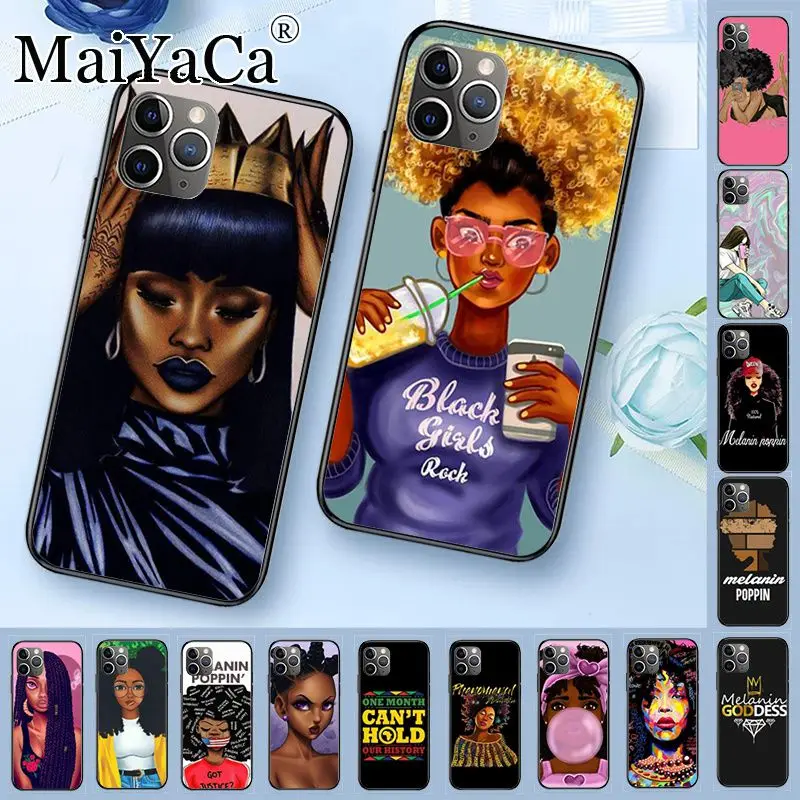 Чехол для iphone 12pro max черная девушка оболочка с меланином чехол телефона 11Pro 5s 6s 7 8plus