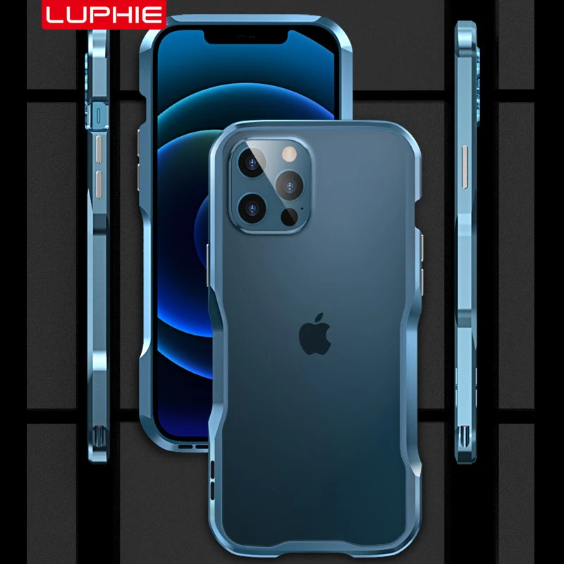 iphone 12 pro leather case LUPHIE Metal Bumper For iPhone 12 11 Pro XS Max XR SE 2020 Case iPhone12 mini Luxury Shockproof Armor Irregularly Aluminum Cover cute iphone 12 pro cases