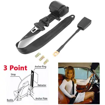 

Vehemo 3-Point Car Seat Belt Straps Seat Belt Assembly Fully Automatic Cam Lock for Travel Telescopic Seat Belt Retractable